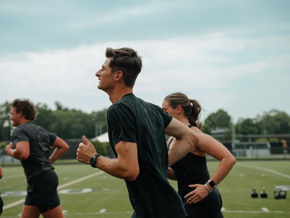 Athletes running together